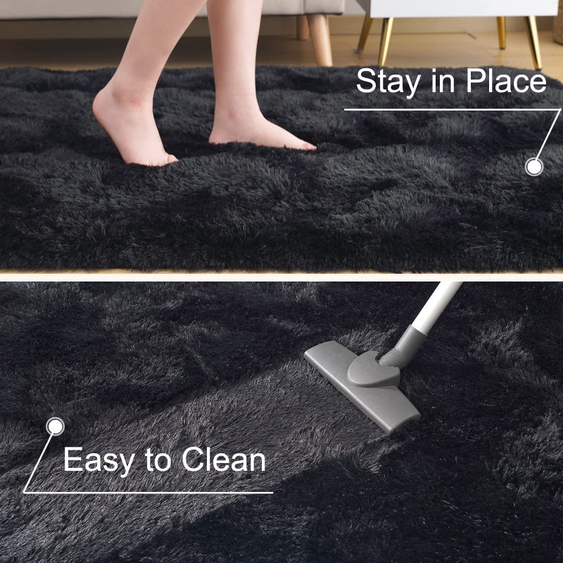ST. BRIDGE Ultra Soft Black Rugs for Bedroom 4x6 Feet, Fluffy Shag Area Rugs for Living Room, Large Comfy Furry Rug for Boys Kids Baby Room Decor, Non Slip Nursery Rug Modern Indoor Fuzzy Floor Carpet - Image 5